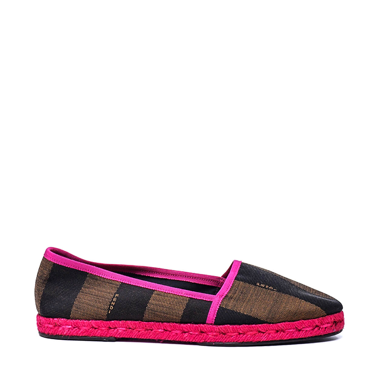 Fendi - Brown & Pink Canvas Pequin Espadrilles 38